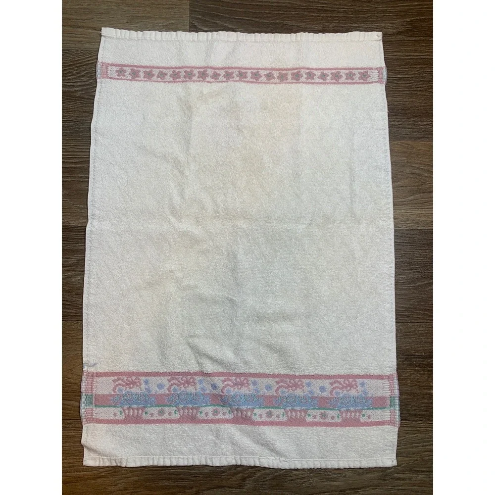 Vintage Utica Grandmacore Towel Set of 3 100% Cotton Made in USA White 80s